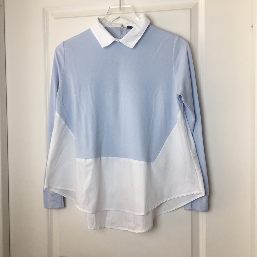 French Connection | mixed fabric blouse